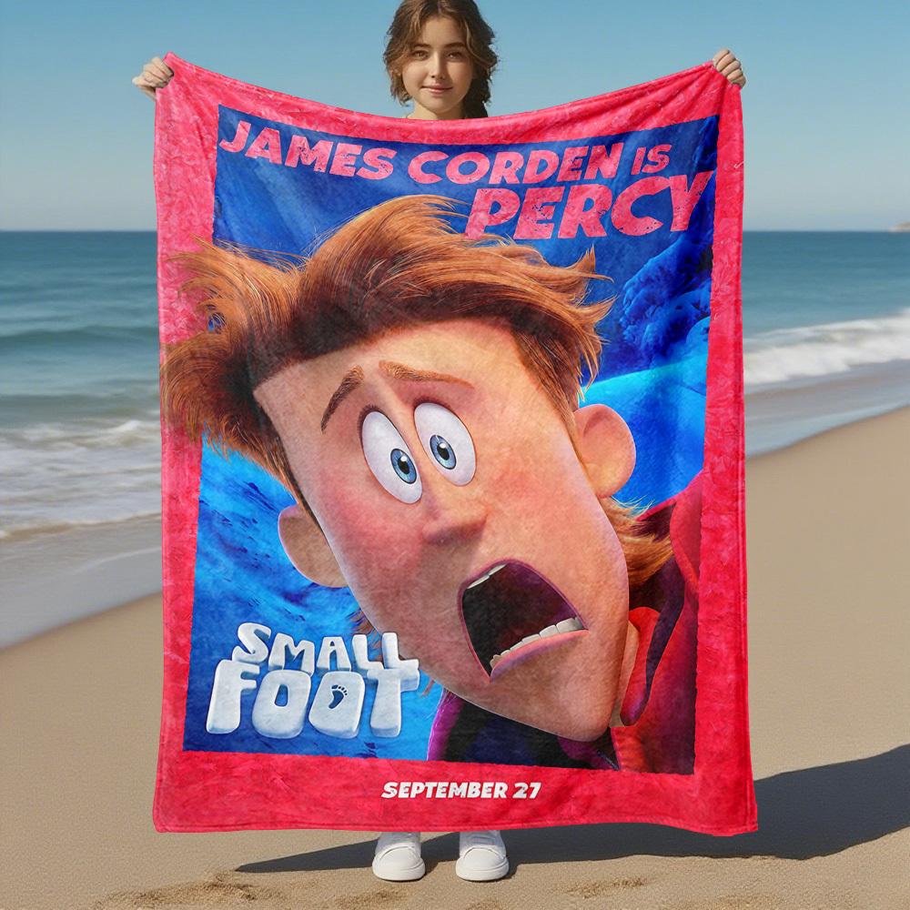 1PC Small Foot Outdoor Flannel Blanket Soft Plush Decor for Picnics, camping,Bedroom, Playroom, Office1189A