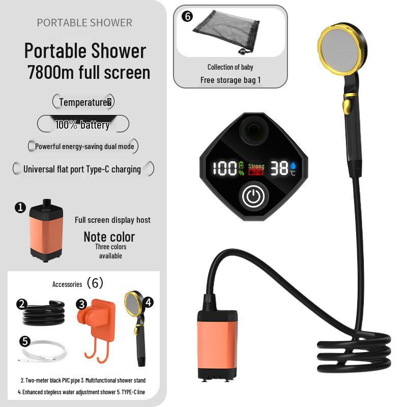 Portable Outdoor Electric Shower Set with Charging Shower Head and Tent