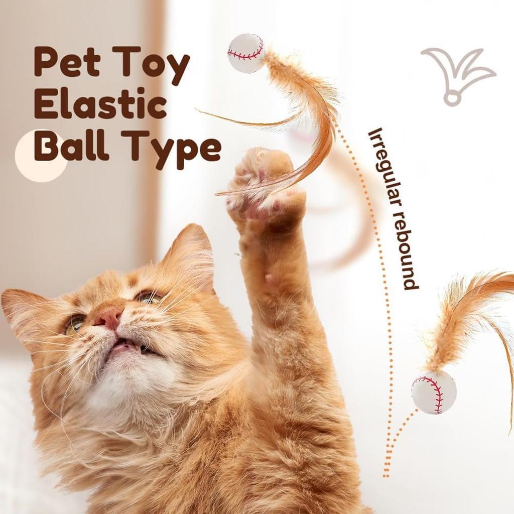 Funny Cat Elastic Ball Toy Interactive Balls Pet Supplies Feather Football Toys Dog Playthings Kitten