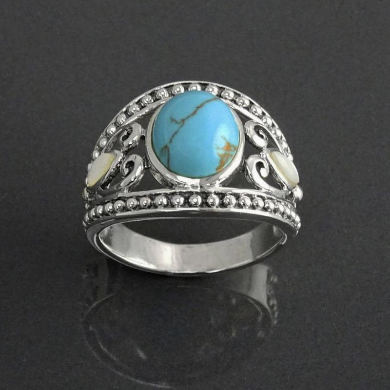 Turquoise Ring Simple Set Gemstone Jewelry Women's Jewelry