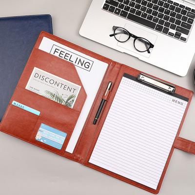 Dossier à documents élégant en cuir PU avec fermeture sécurisée par boucle magnétique et emplacement pour nom, porte-stylo, dossier A4