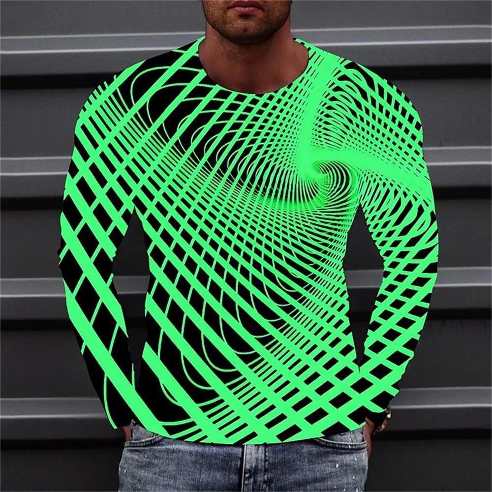 2024 Men'S Long Sleeve T-Shirts Harajuku 3d Print Graphic Men Oversized Clothing Fashion Street Tees Shirt Casual O Collar Tops