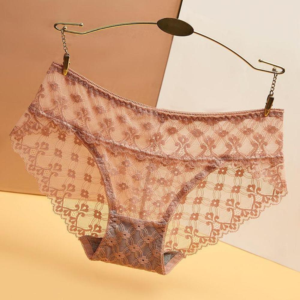 1PCS Summer Women's Underwear Female Sexy Flower Briefs Mid-Rise Seamless Underpants Pretty Lace Panties