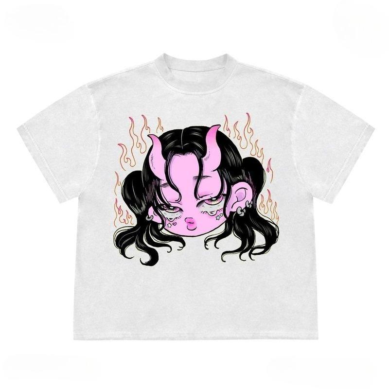 Drak Style Graphic Print Autumn Pure Cotton Men's and Women's T-shirt Short Sleeve Street Fashion Trend Clothing Kpop  Harajuku