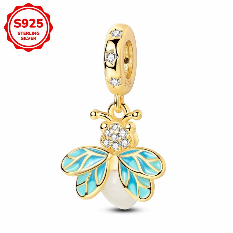 925 Silver Pink Cute Lovely Butterfly Perfume Girl Charms Beads Fit Bracelet DIY Making For Woman Jewelry