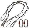 GiGant Set of 2 Daisy Chains and 2 Height Adjustable Strap Belt for Aerial Yoga Carabiners, (110cm, Gray)