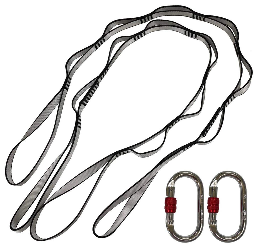 GiGant Set of 2 Daisy Chains and 2 Height Adjustable Strap Belt for Aerial Yoga Carabiners, (110cm, Gray)