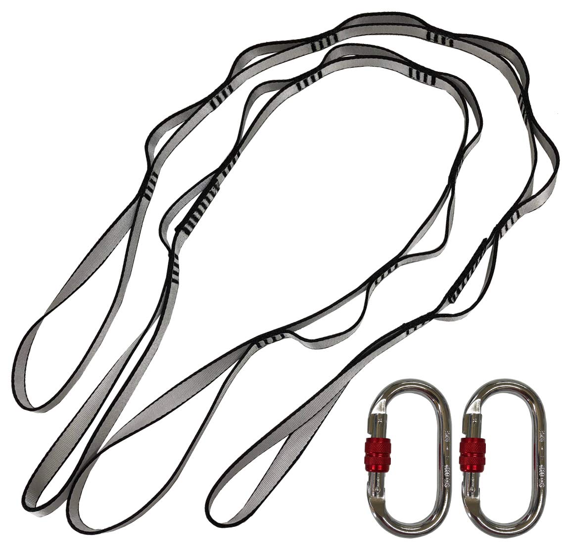 

GiGant Set of 2 Daisy Chains and 2 Height Adjustable Strap Belt for Aerial Yoga Carabiners, (110cm, Gray)