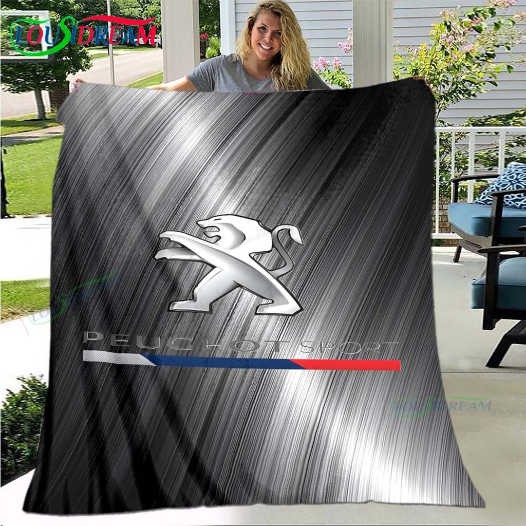 Móda Auto P-Peugeot Logo Deka Flanelová Přehozová Deka Pro Domov Ložnici Postel Pohovka Piknik Kancelář Turistika Volný Čas Spánek Dárek