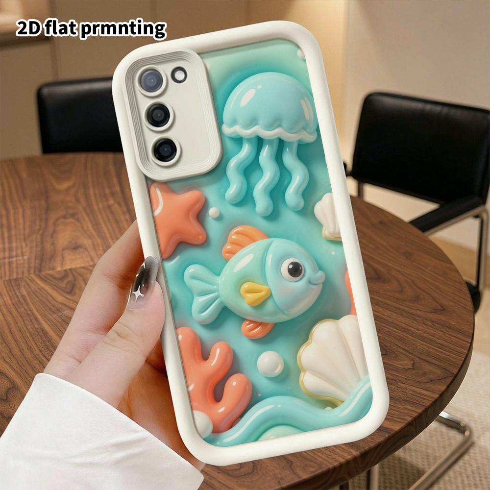 Phone case: 2D flat, fits Samsung Galaxy A34 A35 M05 M06 S20 S22 S21 FE Plus 5G protective case, underwater world, perfect Christmas and Halloween hol