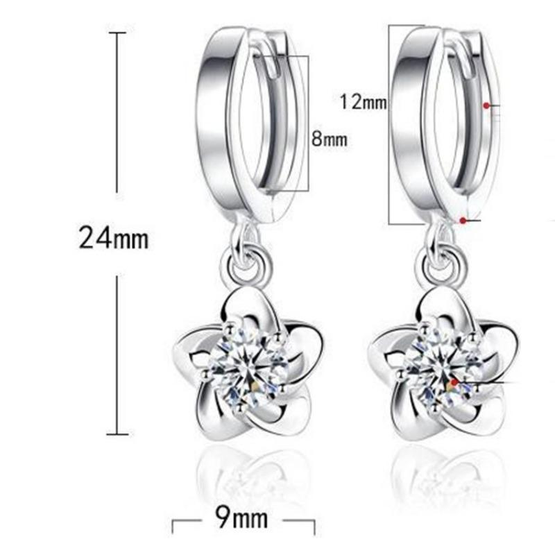 2Pcs Trendy New Fashion Zircon 925 Silver Earrings For Women With Simple Plum Blossom Earring Hoops And Elegant Earrings Gift