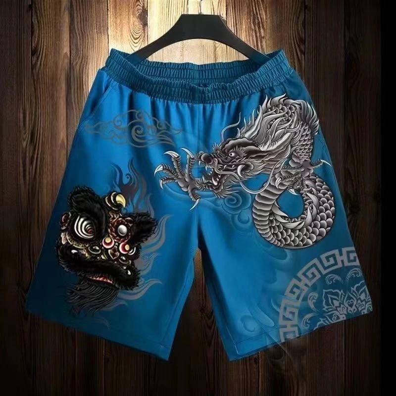 Dragon Lion Chinese Muay Thai Kickboxing Boxing Training Print Shorts Martial Art Boxer Unisex Men Women Kid Pants Fighting Fitness Gym Sport Workout