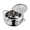 Japanese Deep Frying Pot with a Thermometer and a Lid 304 Stainless Steel Kitchen Tempura Fryer Pan 20 24 Cm