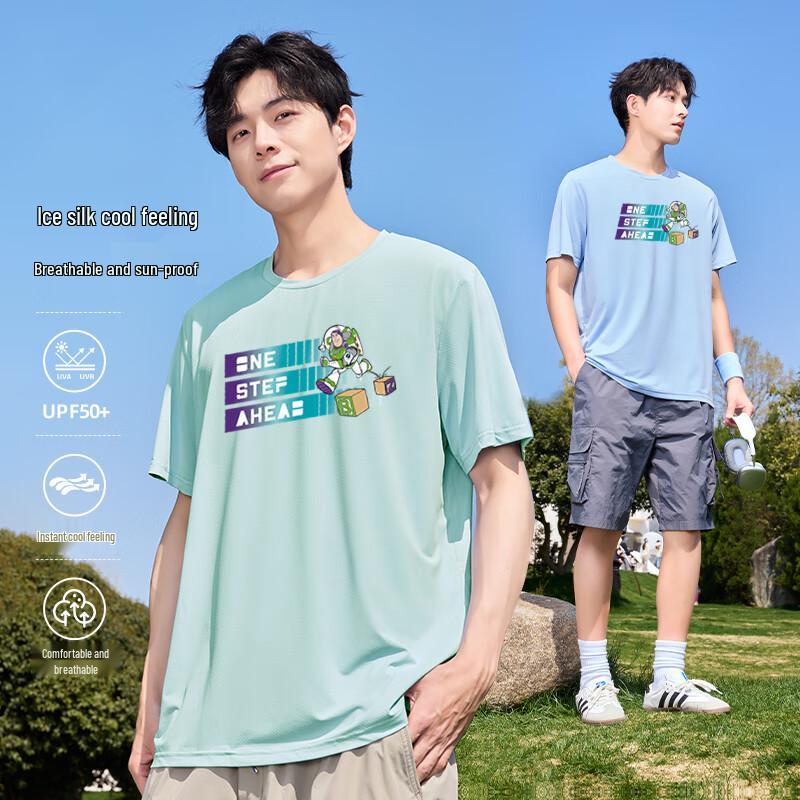 MINISO Disney Buzz Lightyear Running Graphic Men's Short Sleeve T-Shirt