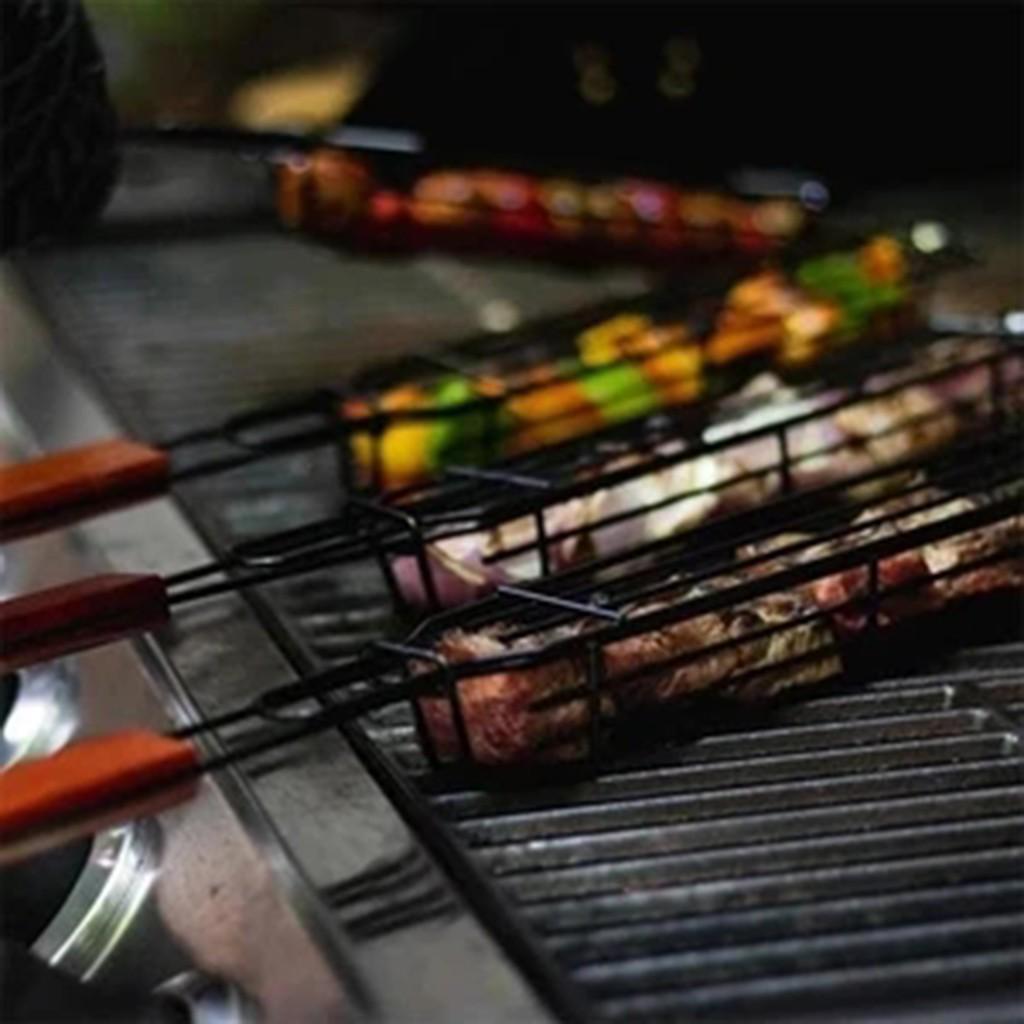 Camping barbecue BBQ Grilling Basket Charcoal grill Outdoors Grill tools Portable Nonstick Roasting Meat Accessories Picnic