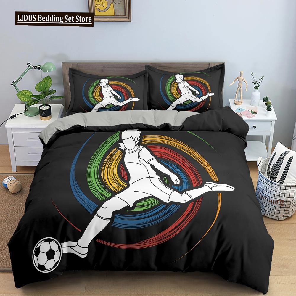 Sport Polyester Duvet Cover Set King Queen Size Bedding Set Sport Player Action On Spin Wheel Graphic Bedclothes Bedroom Decor