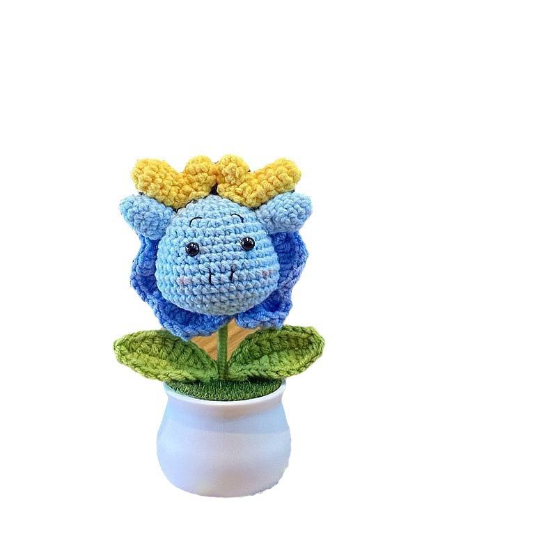 Handmade Crochet Dragon Flower Pot Home Room Decoration Finished Wool Knitting Office Desktop Ornament Christmas Birthday Gifts