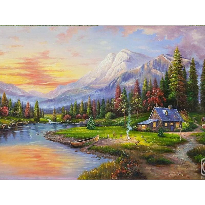 LOMSIOY 5D Diamond Painting Kit Snow Mountain Completo Fai da Te Pittura Diamante Painting Paesaggio, Strass Ricamo Craft Arts per Adulti Decorazione per Casa e Pareti 30x40 cm