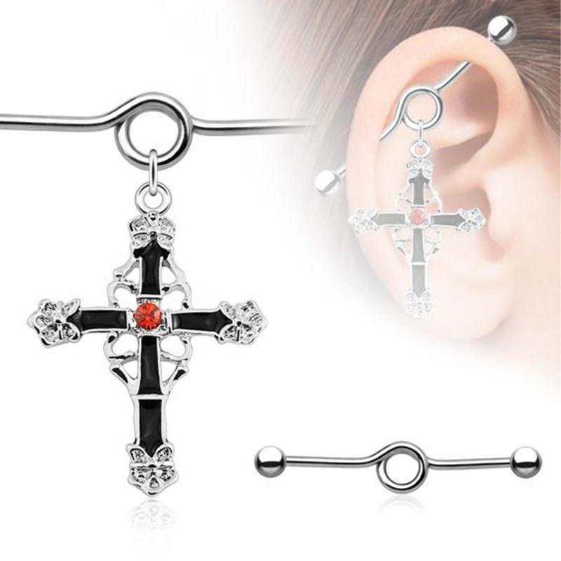 

Cross Drip Oil Long Cartilage Stud Earrings