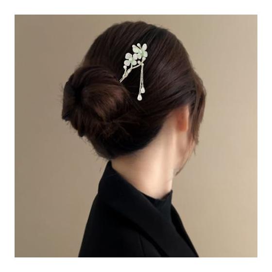 Kanzashi Haarstecker mit Schmetterling und Kirschblüte, Perle, Einzelzinken Haaraccessoire für Kimono, Yukata, Japanischer Stil, Haarschmuck,