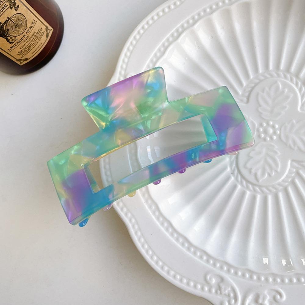 French Style Rectangular Hollow Hair Claw Colorful Shark Clip Acetic Acid Hair Clip  Travel