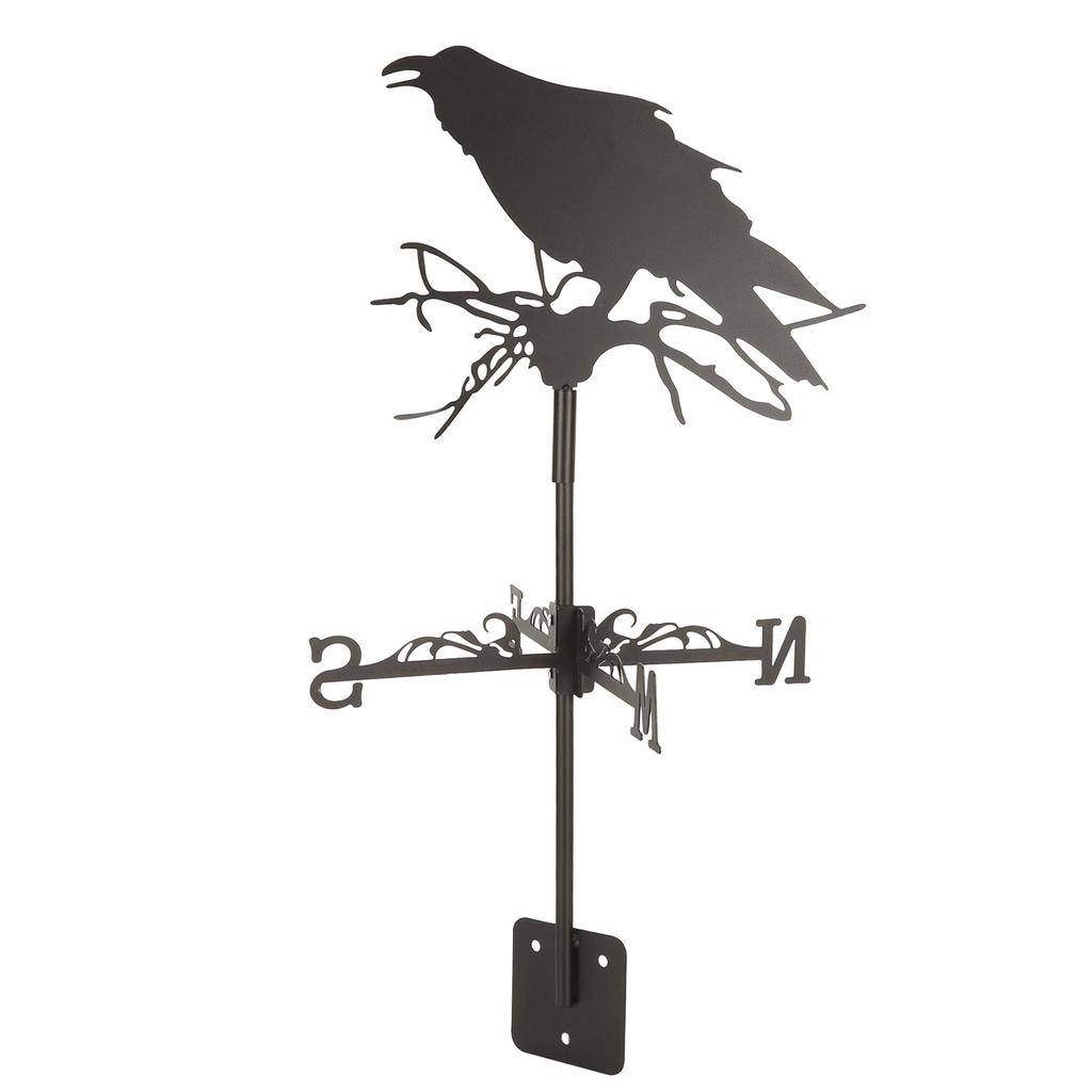 Weathervane Crow Ornament Wind Vane Weathercock Iron Metal Weather Vane for Outdoor Garden