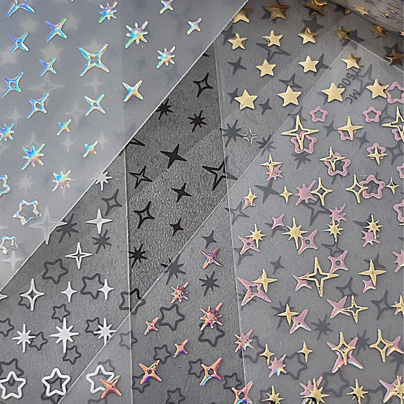 1 Sheet Star Nail Art Sticker Hollow Pentagram Stars Nail Design Self-Adhesive For Women Girls Manicure Decoration Salon Diy