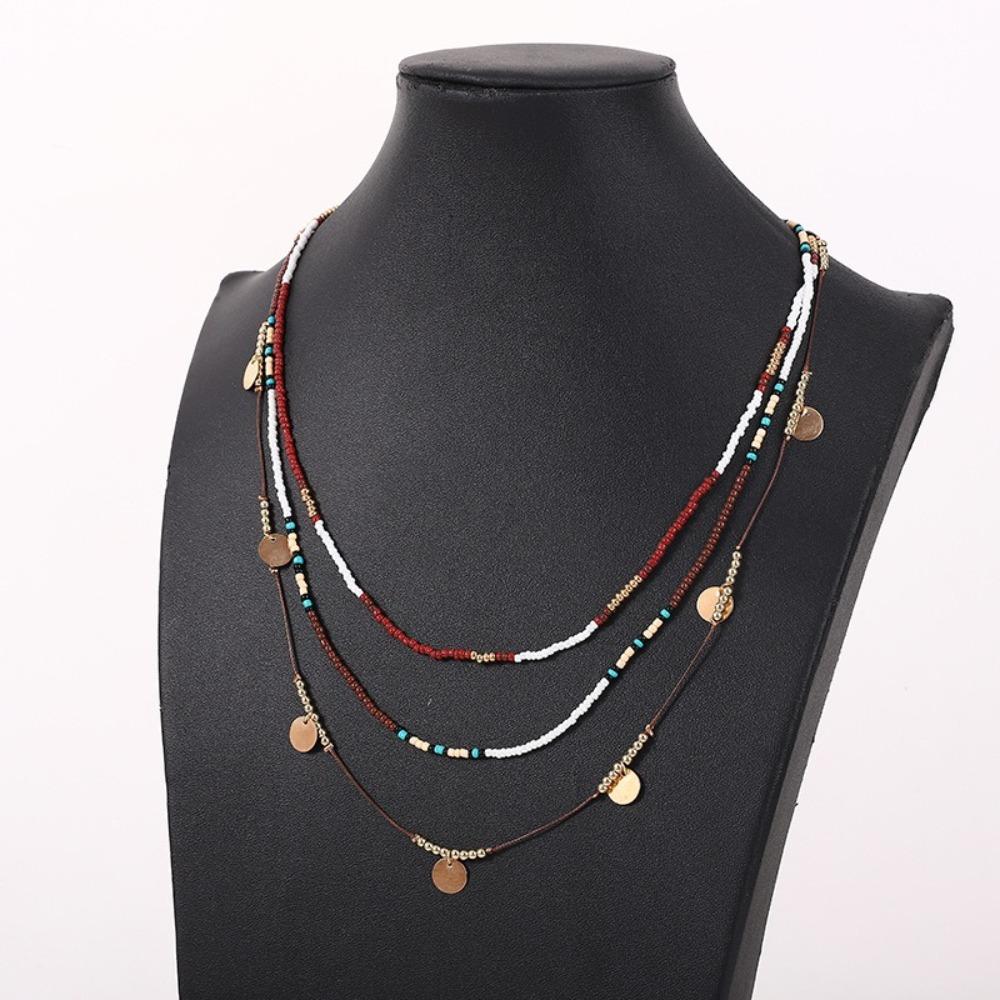 Multi-layer Clavicle Chain Jewelry Bohemian Necklaces Retro Bead Necklaces  Ladies