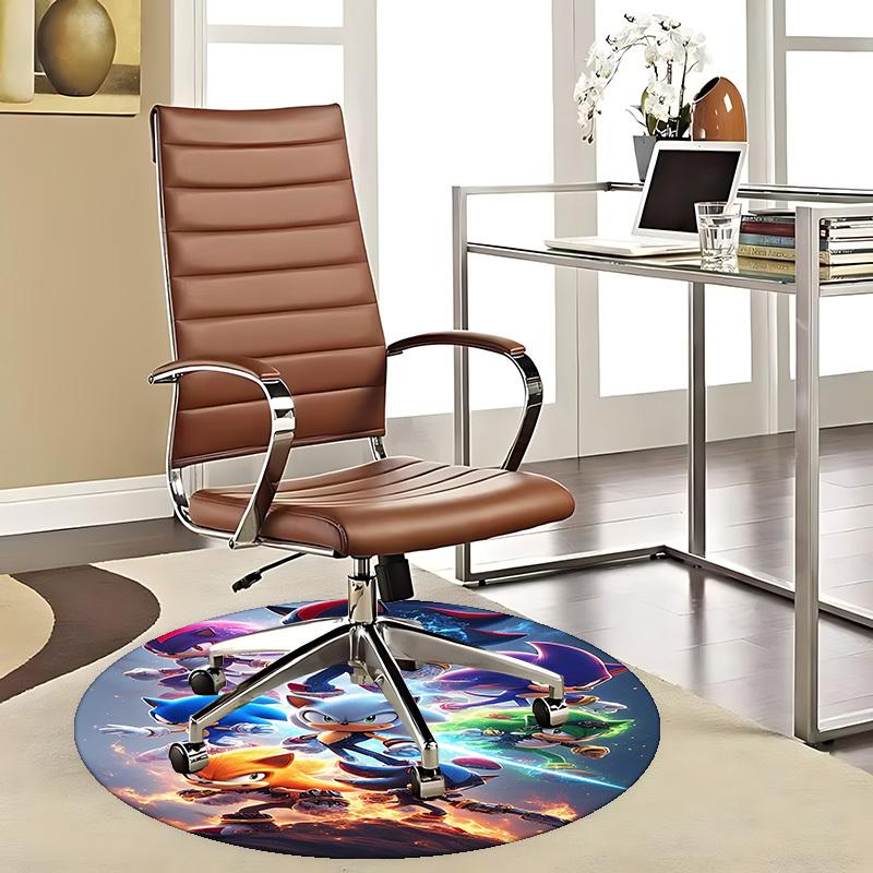 1 stuks Sonic the Hedgehog Rond Tapijt - Anime Design Stoelmat voor Kantoor, Huisdecoratie, Woonkamer
