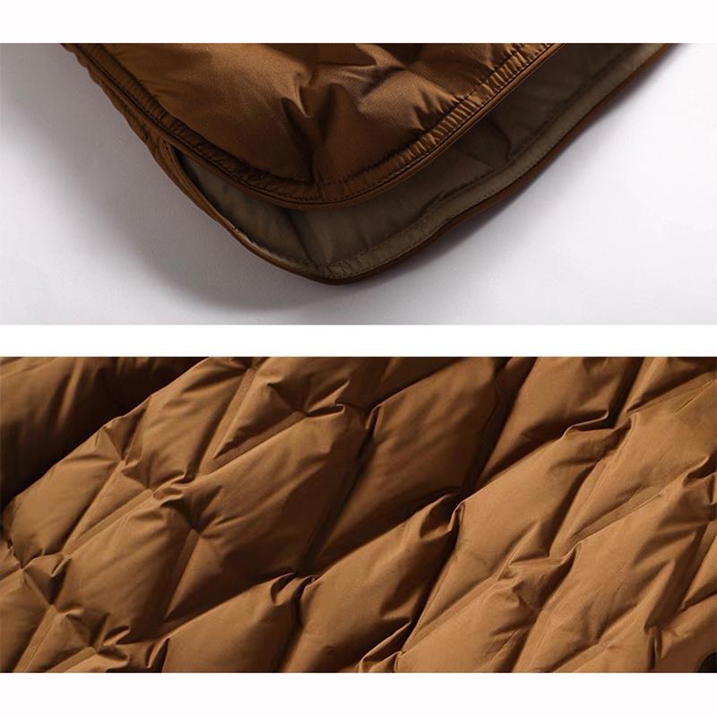 Autumn Winter Women Down Long Jacket Single Breasted Double Sided Puffer Coat