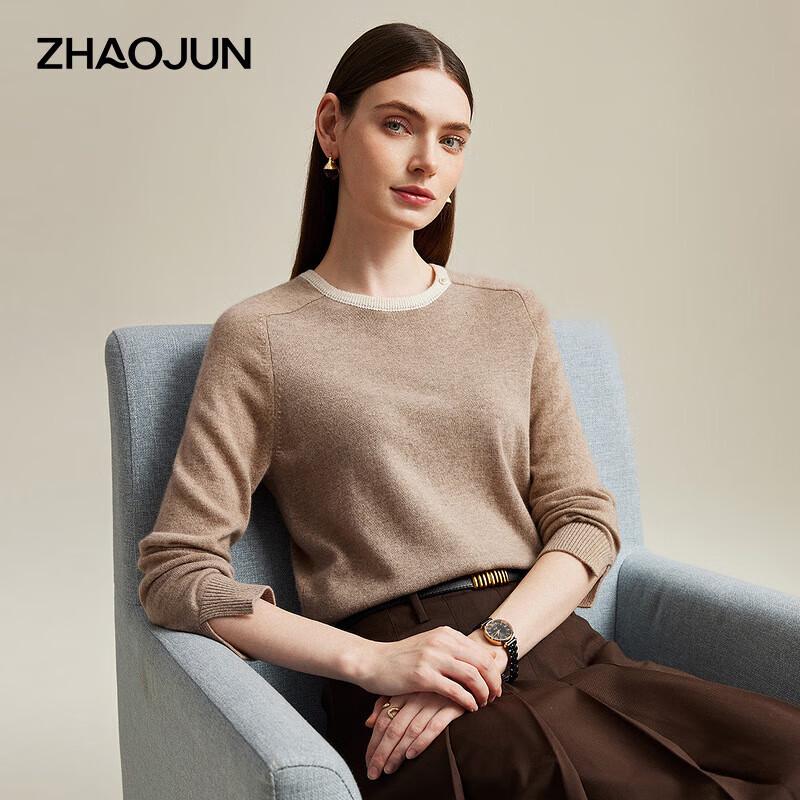 Zhaojun Women's Round Neck Long Sleeve Cashmere Sweater