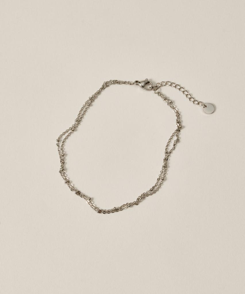 Novice Tokyo Double Glitter Chain Anklet [Stainless] / Silver