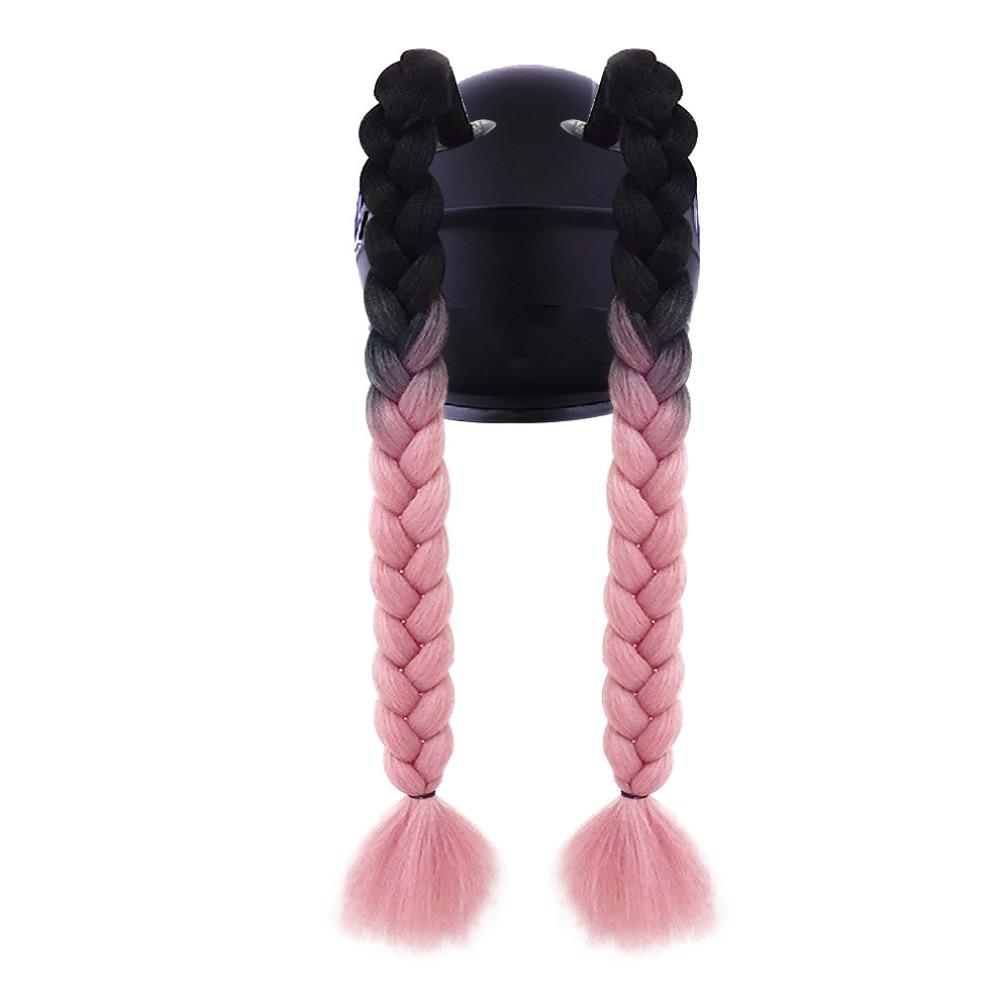 2pcs/pair With Sucker Woman Braids Wig Helmets Decor Twist Dual Pigtail Ponytail  for Motor Bike