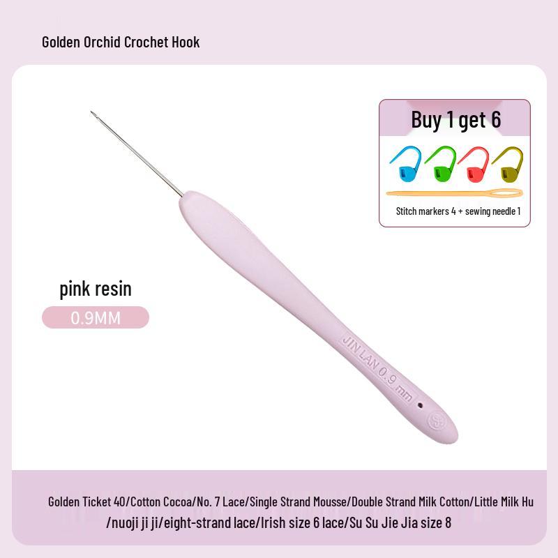 Soft Grip Resin Crochet Hook with Hand-Polished Stainless Steel Needle for Doll and Wool Knitting