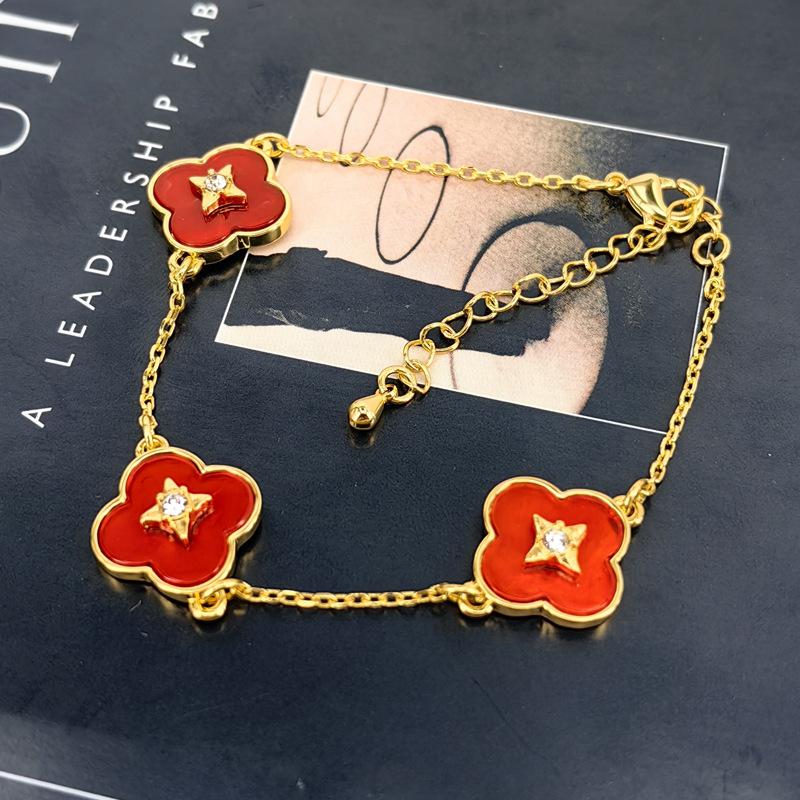 Four-leaf clover bracelet agate malachite women's bracelet fashion commuter versatile jewelry