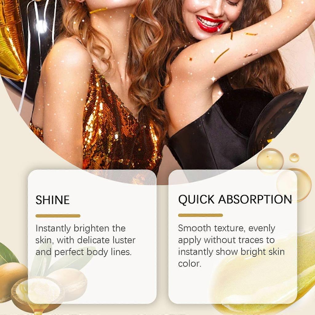 Shimmering Body Glitter Oil - Instant Radiant Glow, Nourishing Mica Highlight for Sexy Beach Look, 100ml