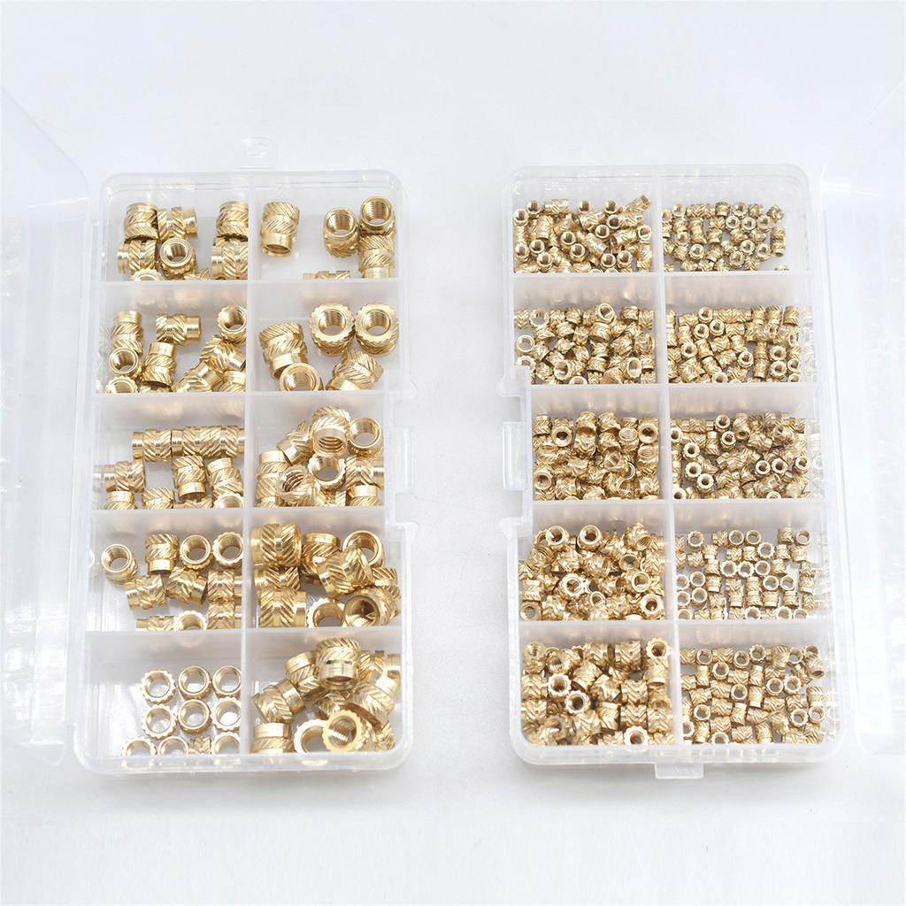 Nuts in Storage Box Good Conductivity Insert Nut Corrosion resistant Nut Brass Threaded Nut Multiple Size for Engineers
