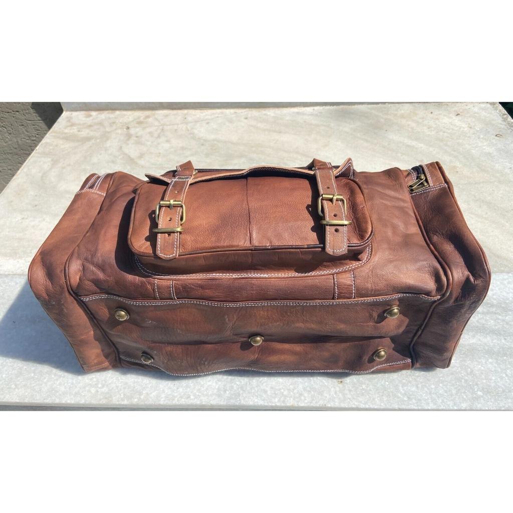 Leather Bag Travel Goat Gym Duffle Luggage Genuine Brown Vintage New Men's Men