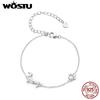 WOSTU 925 Sterling Silver Cute Dachshund Dog Charm Bracelet for Women Original Adjustble Animal Pet Paw Link Family Gift Jewelry