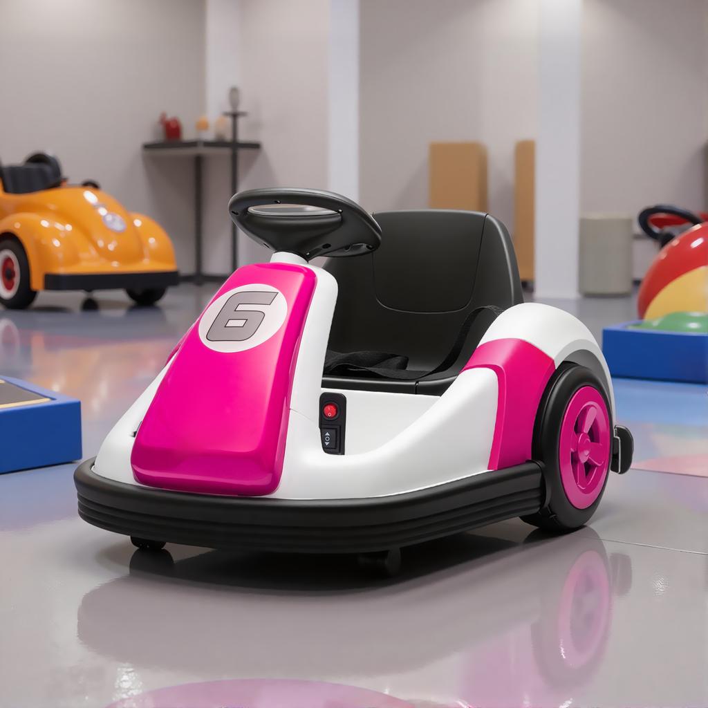 Kids Bumper Car with 360-Degree Rotation, 6V Electric Ride On Car with Music and Horn for 3-8 Years Old, Pink