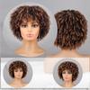 XINRAN Afro Women Fashion Short Kinky Curly Wig with Bangs Synthetic Fiber Brown Black Blonde Color Short Curly Wig Daily Wear