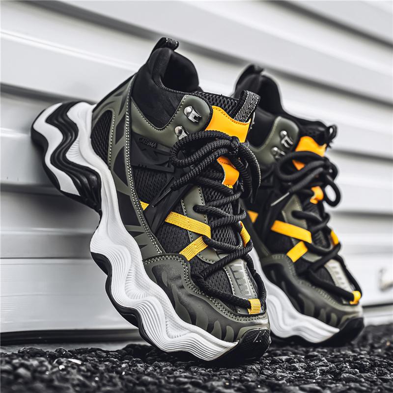 

Новые мужские модные повседневные низкие спортивные туфли для студентов с толстой подошвой, удобные кроссовки для мальчиков, классические дышащие баскетбольные туфли 44 чёрный/зелёный