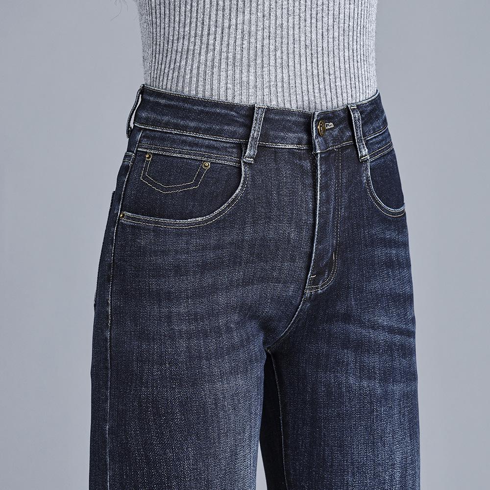 

High Waist Stretch Straight Leg Plus Size Jeans for Middle-Aged Women, Slim Fit, Wide Leg, Mom Pants, Autumn/Winter 2025 30 (120-130 jin)