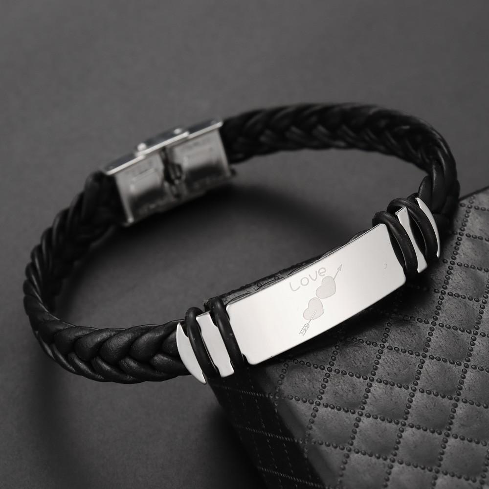 Fashion Couple Romantic Confessions One Arrow Through The Heart Patterned Leather Bracelet Pop LOVE Alphabet Bracelet Punk Holid