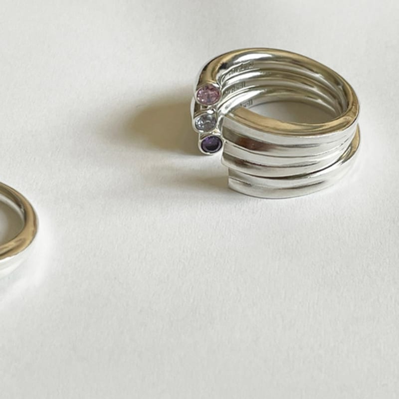 eveningbell [silver925] birthstone Halo ring (glossy/silver)