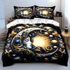 Celestial Moon and Sun Art Set Bedding Set with 1 Duvet Cover 2 Pillowcases Single Double King Queen, Gift