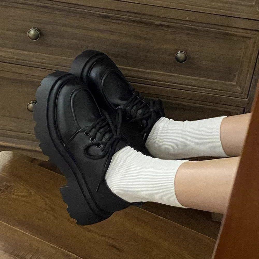 Retro Platform Versatile Lace-up Small Leather Shoes Women's Spring New Skirt