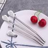 Metal Straw Stirring Spoons for Drinking, 304 Stainless Steel Reusable Tea Cocktail Filter With Brush Kitchen Bar Utensil