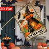 2D Flat - 2D Flat, Welcome To Trick Or Treat Halloween Garden Flag (1)- Outdoor Garden Flag Double-Sided Home Decoration Courtyard Decoration Outdoor 