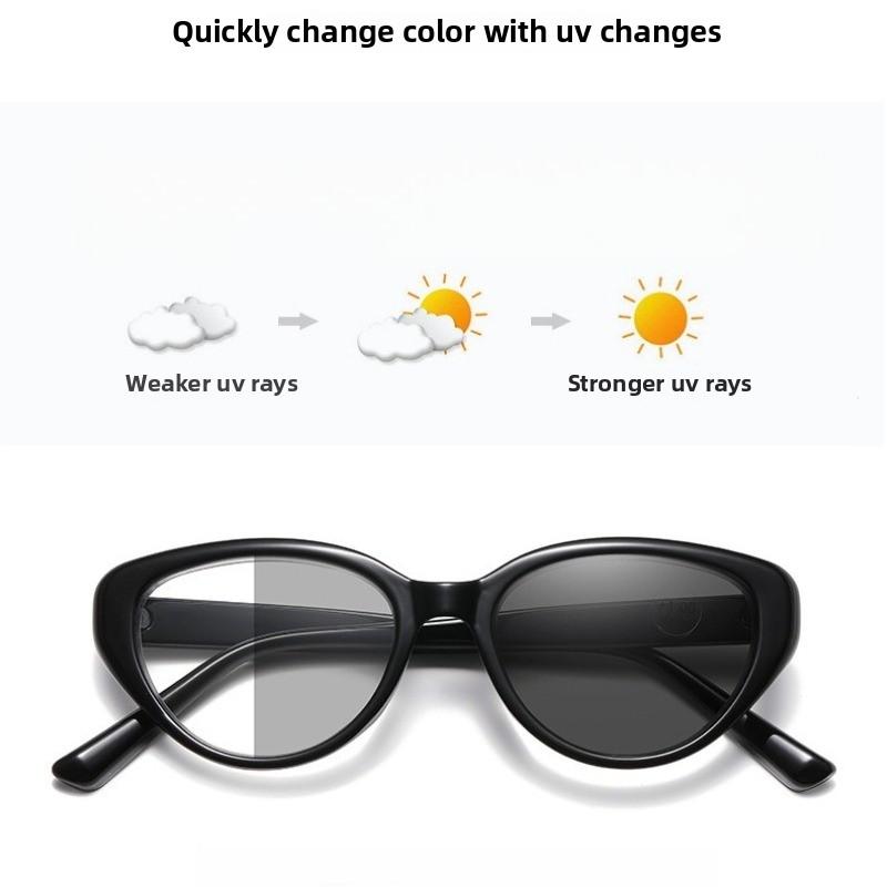 Womens Retro Cat Eye Reading Glasses Anti Blue Light Photochromic Presbyopia Glasses Fashion Clear Lens